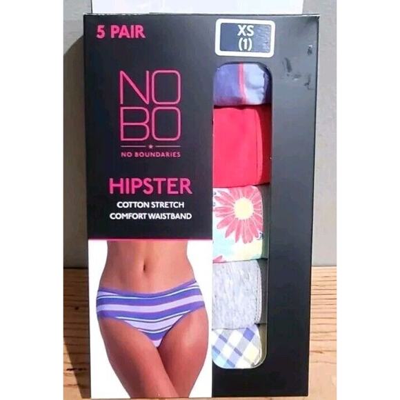 No Boundaries Hipster Panties NEW Womens Size XS 5 Pair Cotton Stretch Underwear - Picture 2 of 4